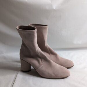 Stuart Weitzman Elegant Women's Suede Ankle Boots - Cream